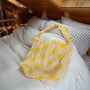 Free People Yellow and Pink Sheer Tote Bag